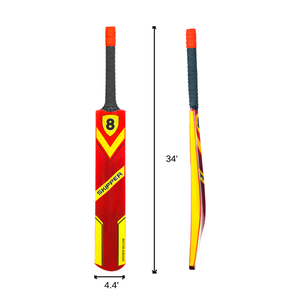 gr8 Skipper Kashmir Willow Full-Size Heavy/Medium Heavy Tennis Ball Cricket Bat with cover